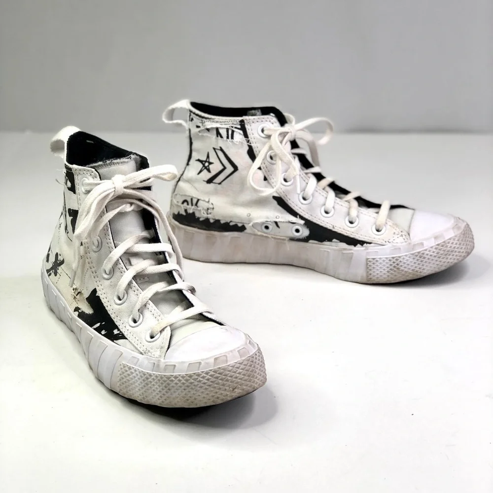 Converse Unt1Tl3D Hi Script Print Black high top sneakers 6